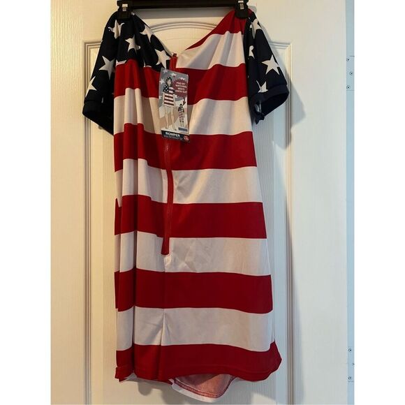 NWT Briefly Stated red, white, and blue american flag romper, unisex - Picture 1 of 5